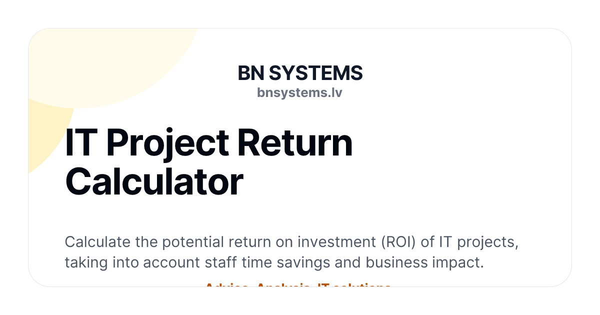 IT Project Return Calculator | BN SYSTEMS