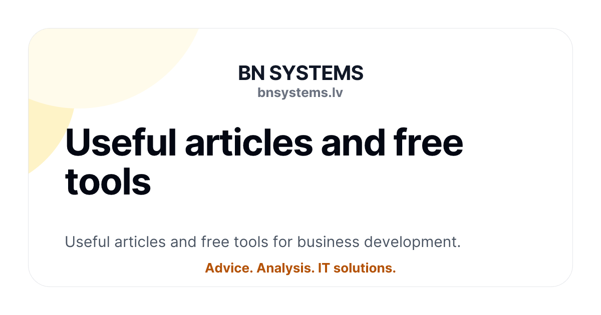 Useful articles and free tools | BN SYSTEMS